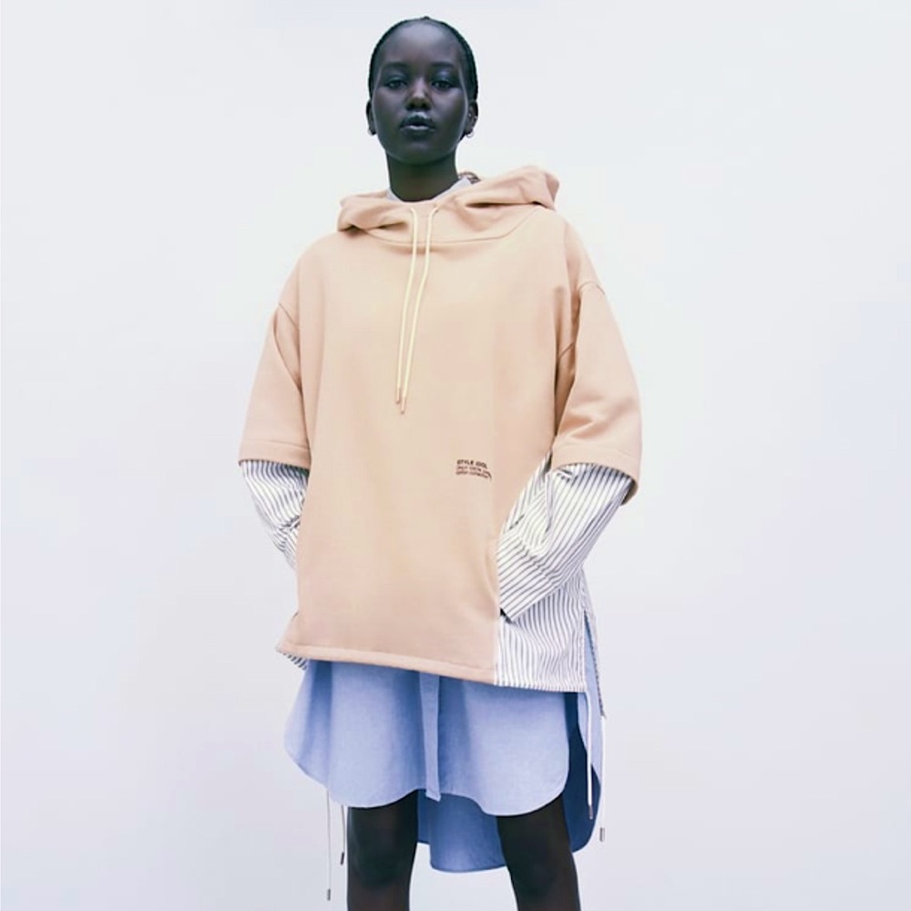 🆕 ZARA Layered Hooded Sweatshirt